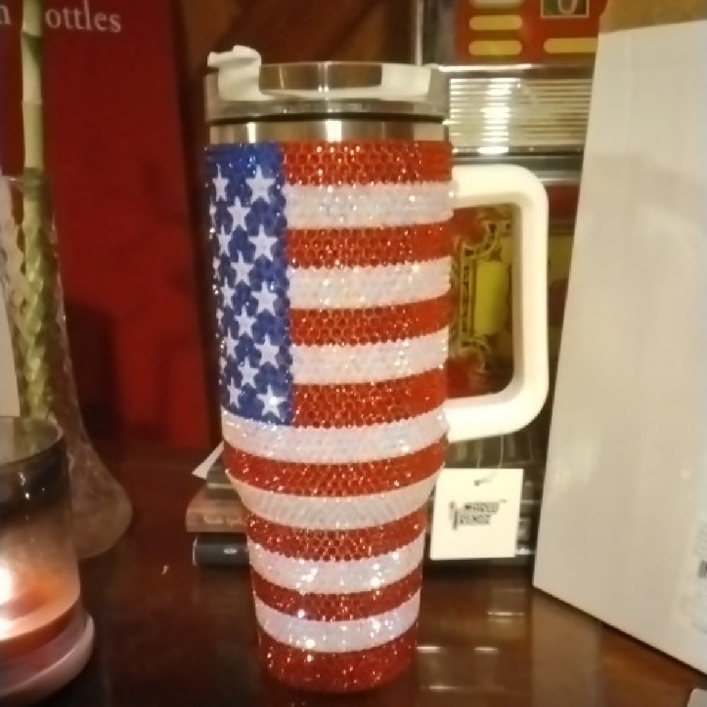 Patriotic Rhinestone Travel Mug